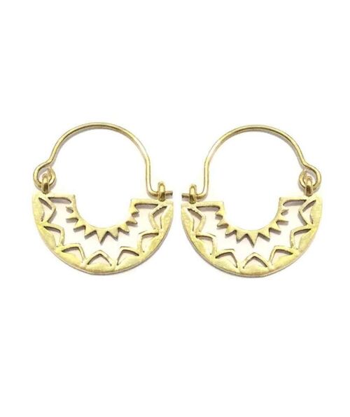 Boho Hoop Earrings with Triangular Design - Gold