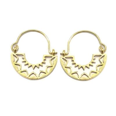 Boho Hoop Earrings with Triangular Design - Gold