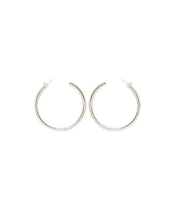 Boucles d'Oreilles Créoles Semi-Ouvertes Basiques - Argent Petit 1