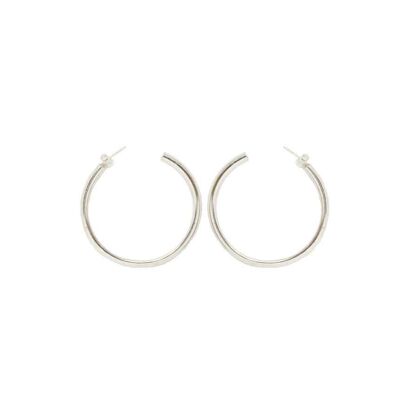 Basic Semi-Open Hoop Earrings - Silver Small