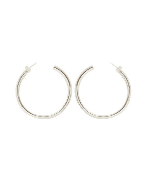 Basic Semi-Open Hoop Earrings - Silver Medium