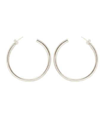 Boucles d'Oreilles Créoles Semi-Ouvertes Basiques - Argent Large 1