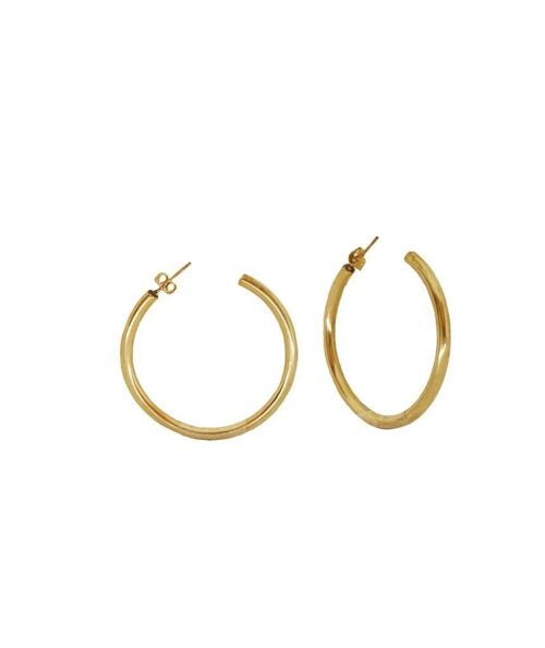 Basic Semi-Open Hoop Earrings - Gold Small