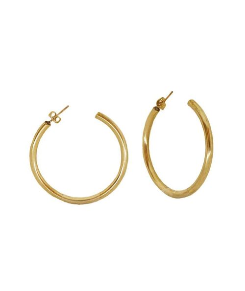 Basic Semi-Open Hoop Earrings - Gold Medium