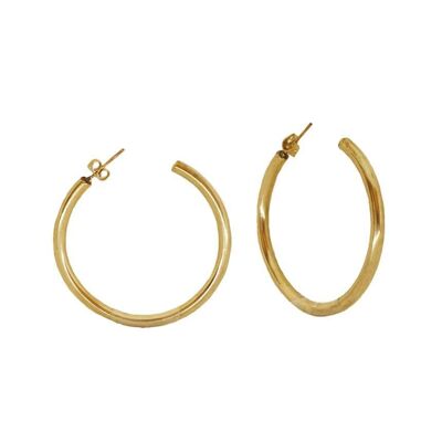 Basic Semi-Open Hoop Earrings - Gold Medium