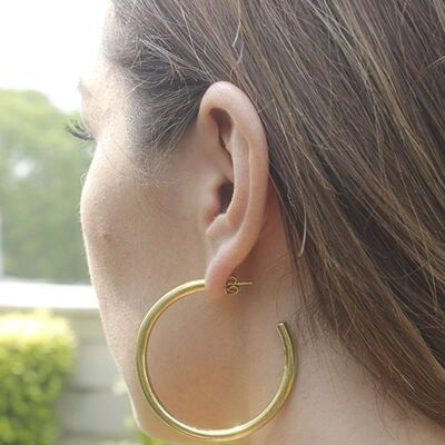 Boucles d'Oreilles Créoles Semi-Ouvertes Basiques - Or Moyen