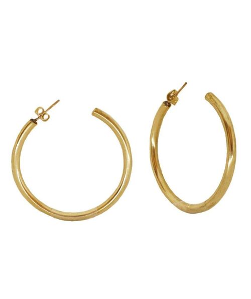 Basic Semi-Open Hoop Earrings - Gold Large