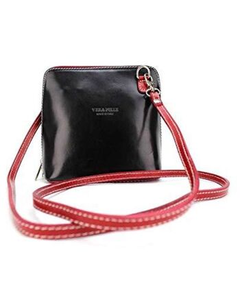 Sac en cuir Vera - Noir & Rouge 1