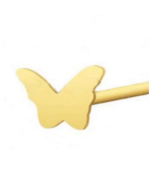 Silver & Gold Plated Nose Stud - Gold Butterfly