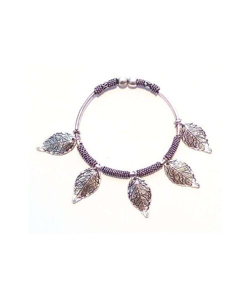 Charm Silver Bracelet - Leaf