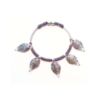 Charm Silver Bracelet - Leaf