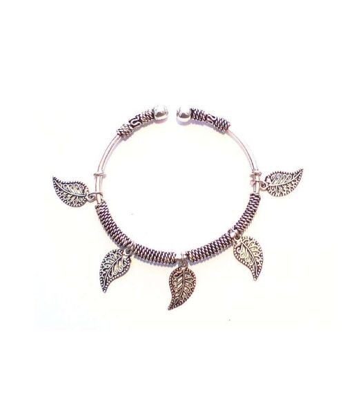 Charm Silver Bracelet - Leaf.1
