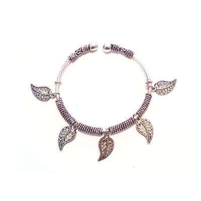 Charm Silver Bracelet - Leaf.1