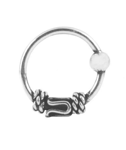 Sterling Silver Bali Nose Ring - Silver