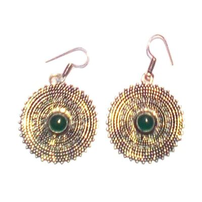 Aretes colgantes con piedra - Plata y verde