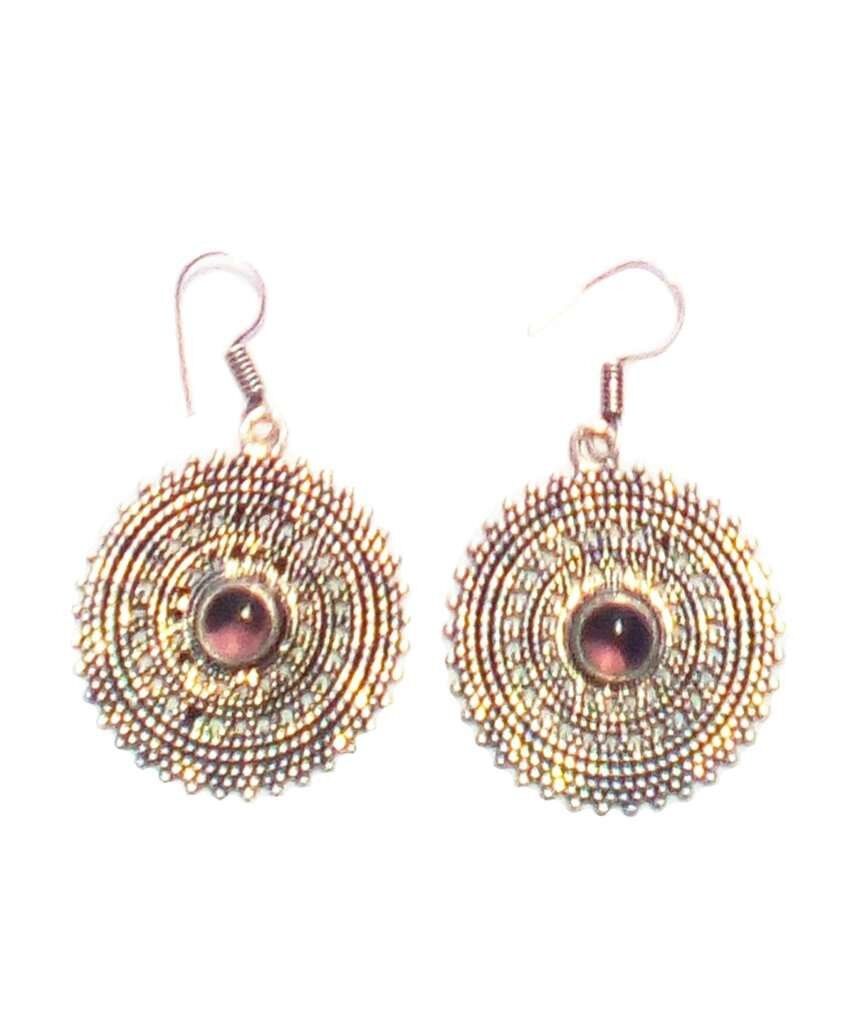 Boucles d'Oreilles Pendantes avec Pierre - Argent & Violet