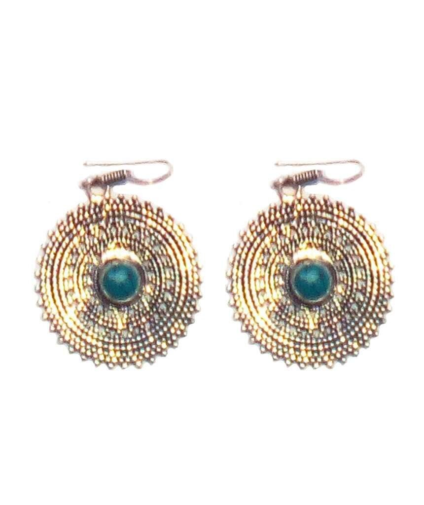 Boucles d'Oreilles Pendantes avec Pierre - Argent & Turquoise