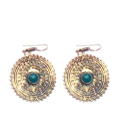 Drop Earrings with Stone - Silver & Turquoise