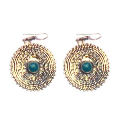 Drop Earrings with Stone - Silver & Turquoise