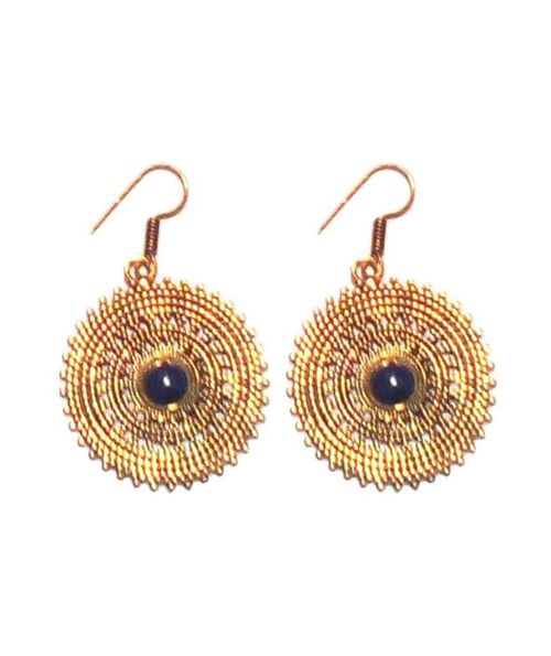 Drop Earrings with Stone - Gold & Black