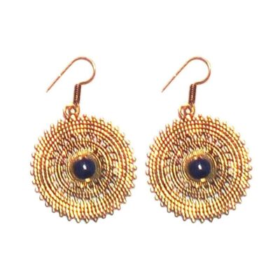 Drop Earrings with Stone - Gold & Blue