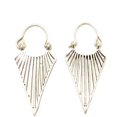 Triangular Statement Earrings - Silver Large