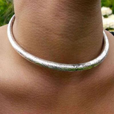 Etched Classic Choker - Silver