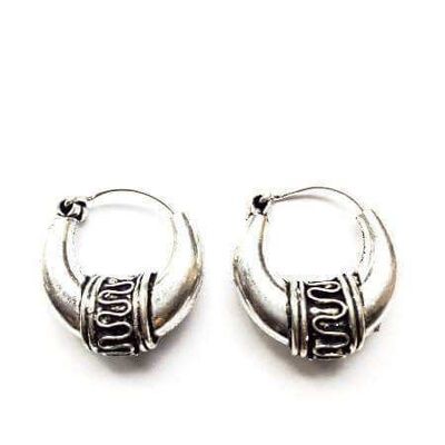 Pendientes de aro mini boho - Plata grande