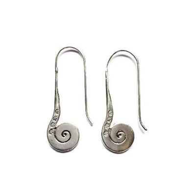 Pendientes Largos Espiral - Plata