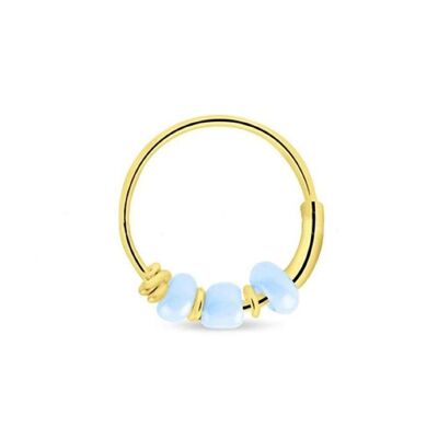 Boucles d'oreilles créoles en or avec perles - Bleu