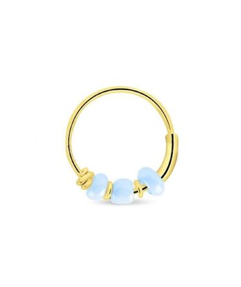 Boucles d'oreilles créoles en or avec perles - Bleu 1