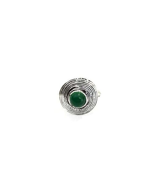 Circle Stone Ring - Silver & Green