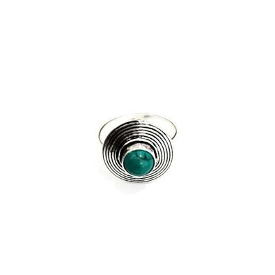 Circle Stone Ring - Silver & Turquoise
