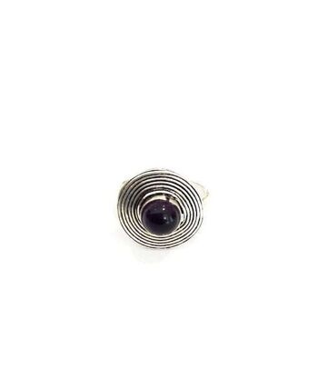 Bague Cercle Pierre - Argent & Rouge 2