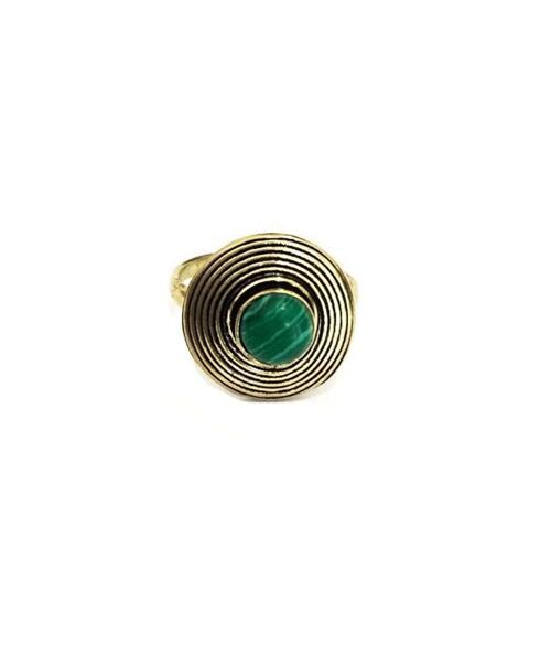 Circle Stone Ring - Gold & Green