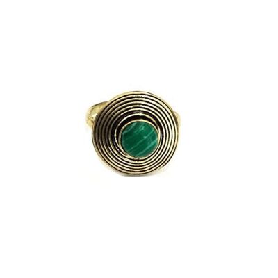 Anillo Circle Stone - Oro y Verde