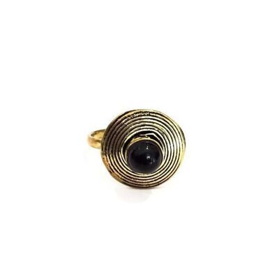 Circle Stone Ring - Gold & Black
