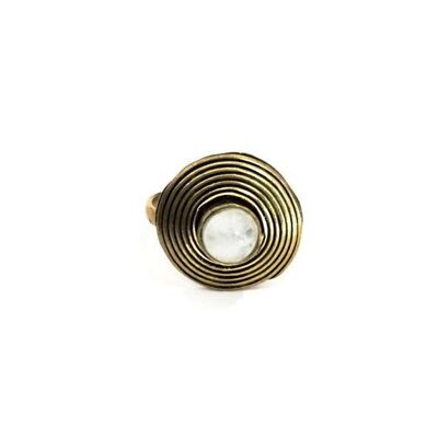 Circle Stone Ring - Gold & Grau
