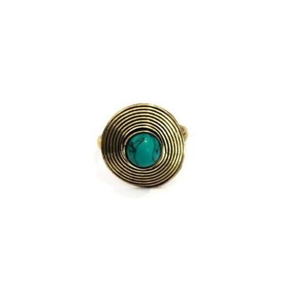 Circle Stone Ring - Gold & Turquoise