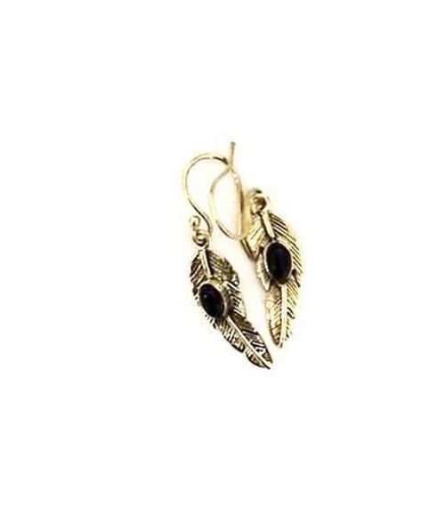 Leaf Dangling Earrings - Gold & Black