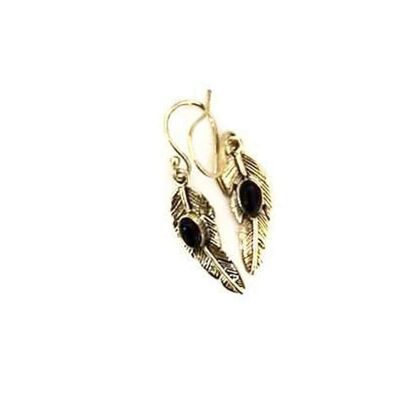 Leaf Dangling Earrings - Gold & Black
