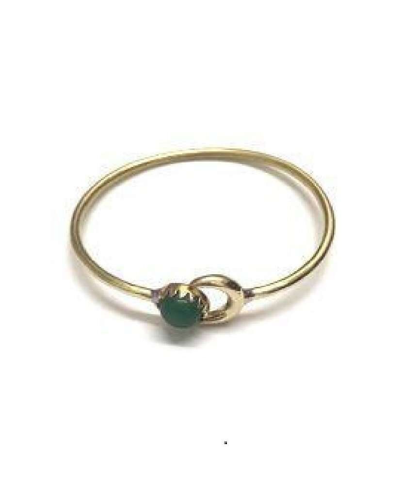 Bracelet Lune avec Pierre - Or & Vert