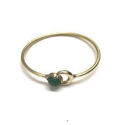 Bracelet Lune avec Pierre - Or & Vert