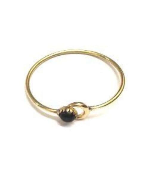 Moon Bracelet with Stone - Gold & Black
