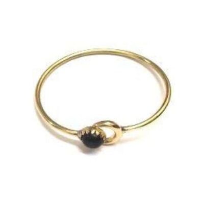 Moon Bracelet with Stone - Gold & Black