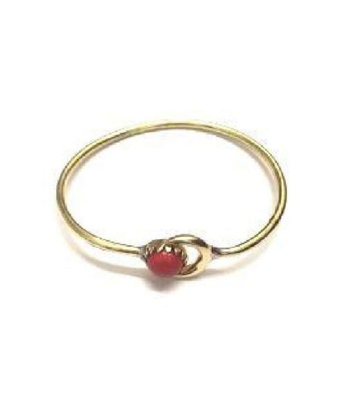 Moon Bracelet with Stone - Gold & Red