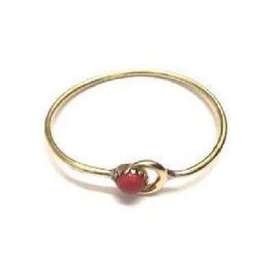 Moon Bracelet with Stone - Gold & Red