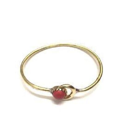 Moon Bracelet with Stone - Gold & Red