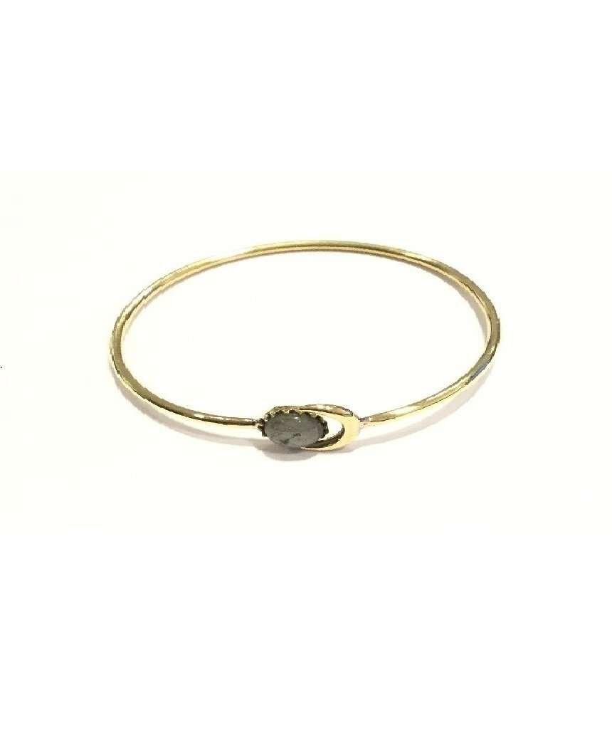 Bracelet Lune avec Pierre - Or & Gris