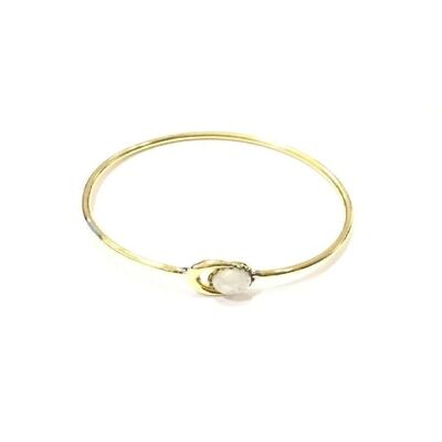 Pulsera Luna con Piedra - Oro y Blanco